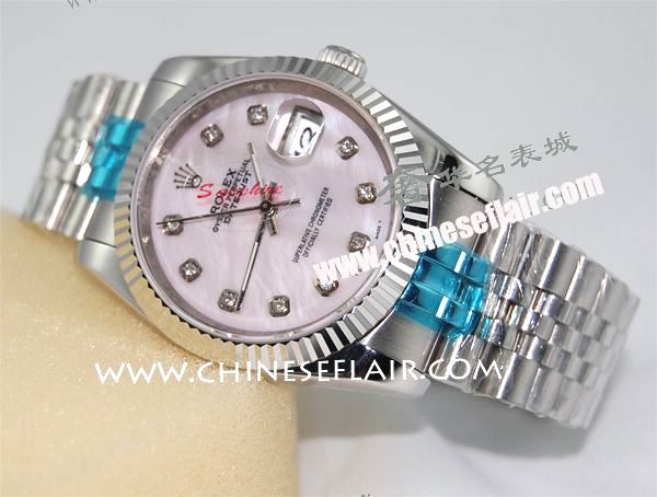 Datejust Rolex Watch: SS Pink MOP Face Mens Replica Watch